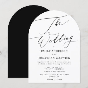 Invitation Arche Mariage moderne en noir et blanc