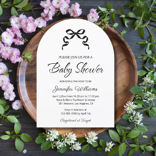 Invitation arche minimaliste élégante en ruban noir baby show