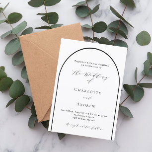 Invitation Arche noire blanche mariage de luxe