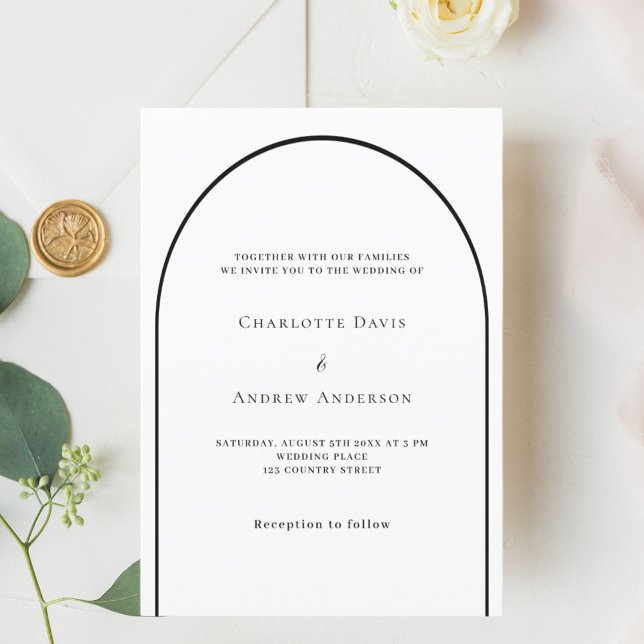 Invitation Arche noire blanche mariage moderne luxe (Créateur téléchargé)