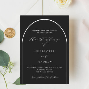 Invitation Arche noire blanche moderne script mariage de luxe
