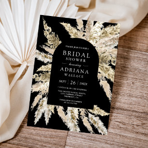 Invitation Arche Rustique Bohème Pampas Noir pour une Baby Sh