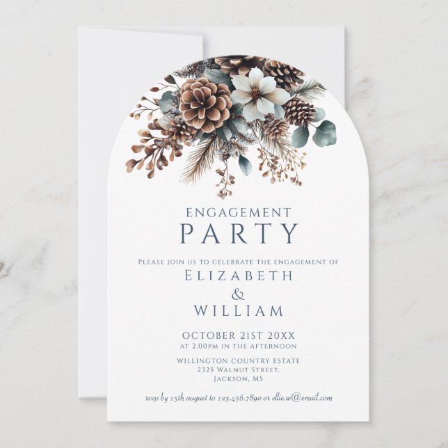Invitation Arche Rustique Floral Pinecone (Devant)