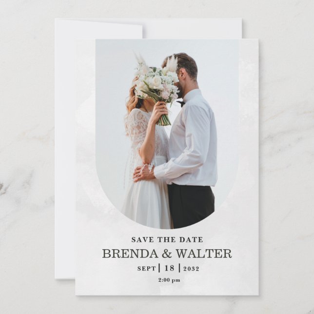 Invitation Arched Boho Modern Minimalist Photo Wedding  (Devant)