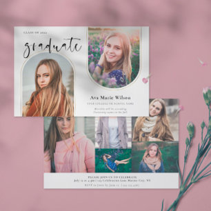 Invitation Arches dorées   Multi-Photo Graduation de Calligra