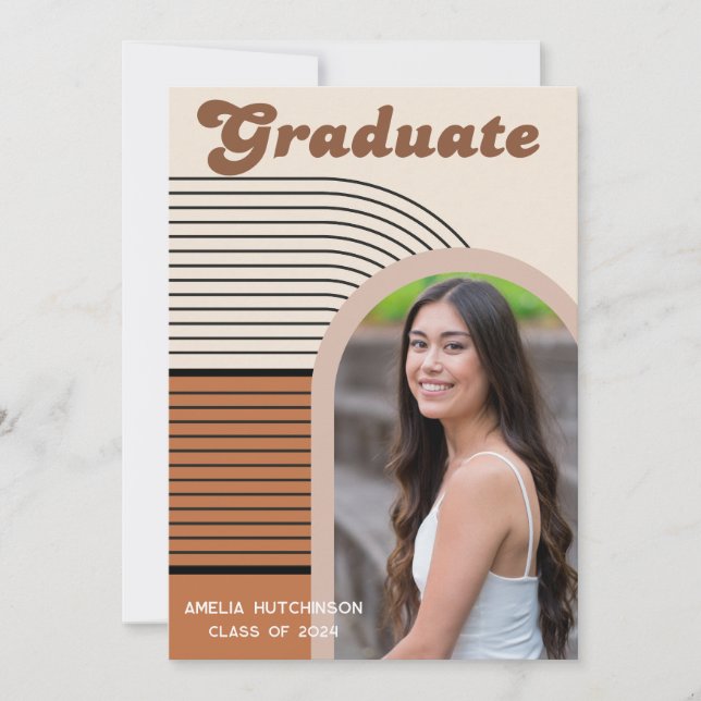 Invitation Arcs en terre cuite Boho graduation photo (Devant)