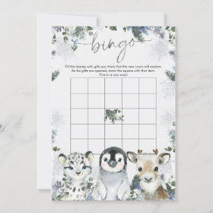 Invitation Arctic Animal Winter Wonderland Baby Bingo Jeu