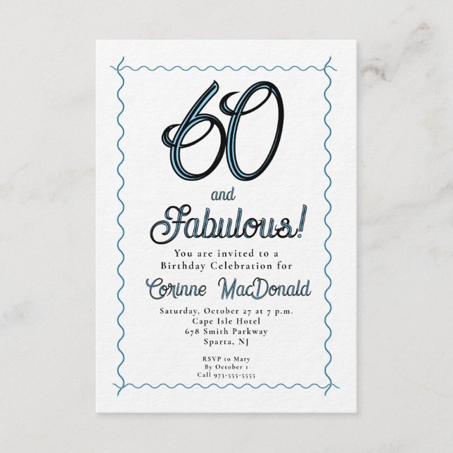Invitation Arctic Blue Sixty and Fabulous 60th Birthday Party (Devant)