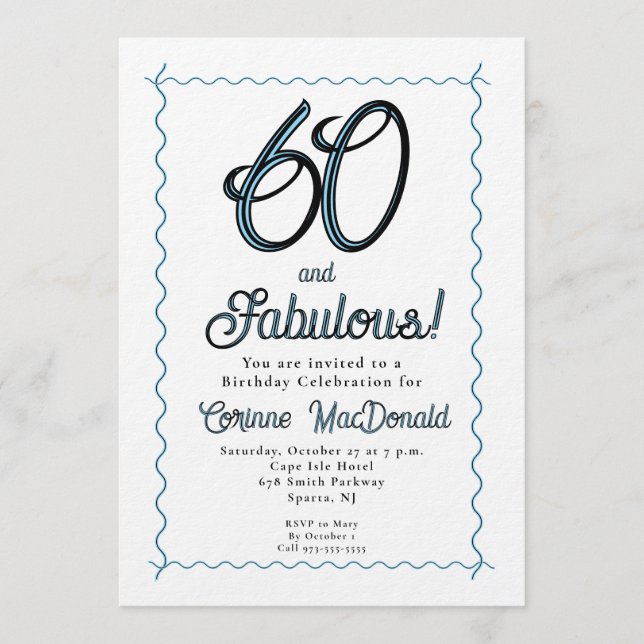 Invitation Arctic Blue Sixty and Fabulous 60th Birthday Party (Devant)