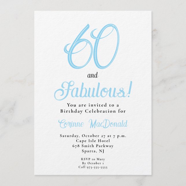 Invitation Arctic Blue Sixty and Fabulous 60th Birthday Party (Devant)