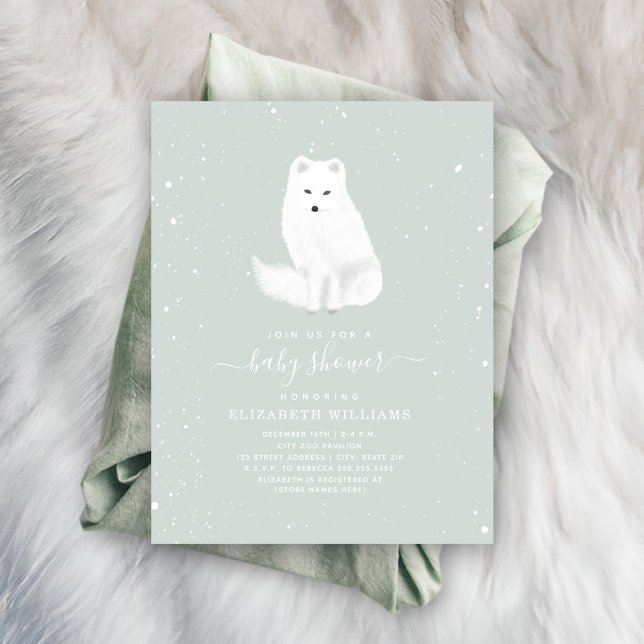 Invitation Arctic Fox Baby Boy Winter Snow Blue Baby shower I (Créateur téléchargé)