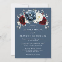 Ardoise Burgundy Blanc Ivory Floral Mariage Inv
