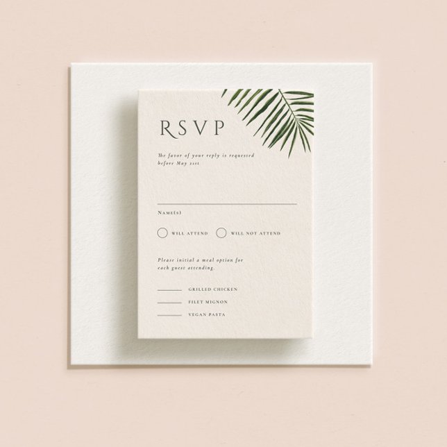 Invitation Areca Moderne Aquarelle Palm Wedding RSVP (Créateur téléchargé)