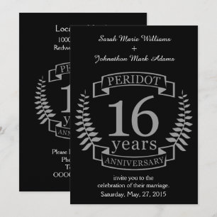 Invitation Argent Anniversaire de mariage traditionnel 16 ans