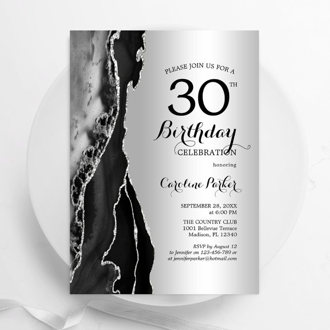 Invitation Argent Black Agate 30e anniversaire (Créateur téléchargé)