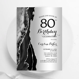 Invitation Argent Black Agate 80e anniversaire
