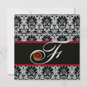 Invitation ARGENT BLANC NOIR ARGENT ROUGE DOMMASK MONOGRAM Ru