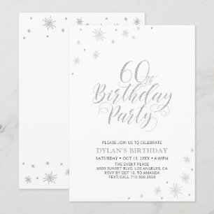 Invitation Argent & Blanc   Soirée chic moderne pour 60 ans