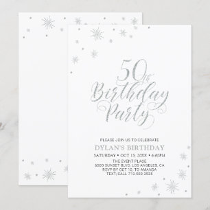 Invitation Argent & Blanc   Soirée d'anniversaire chic et mod