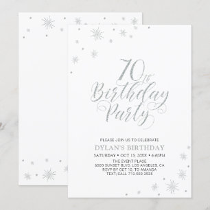 Invitation Argent & Blanc Soirée Moderne et Chic pour un 70