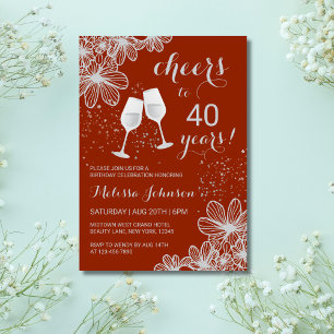 Invitation Argent Chevaux Vin Floral Terracotta Anniversaire