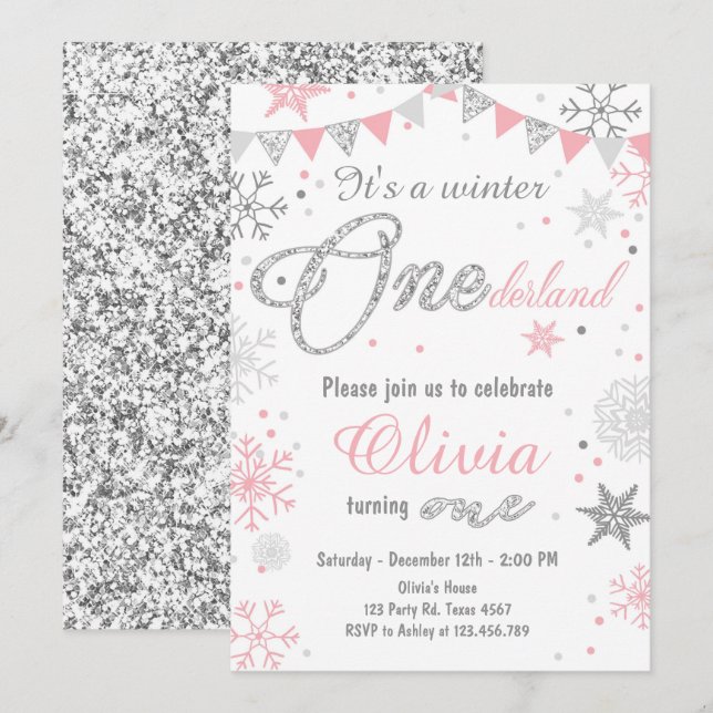 Invitation Argent de rose d'invitation d'anniversaire (Devant / Derrière)