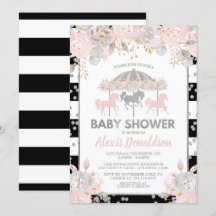 Argent d'invitation de baby shower de carrousel