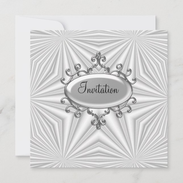 Invitation argent et blanc pour toute occasion (Devant)