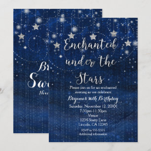 Invitation Argent et Bleu sous les Étoiles Enchant