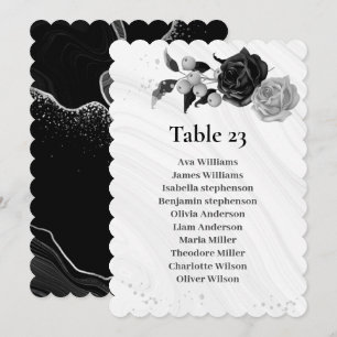 Invitation argent et fleurs noires assise numéro du tableau