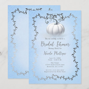 Invitation Argent et livre bleu Histoire Citrouille blanc