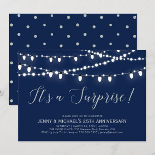 Invitation Argent et marine   25e anniversaire de Mariage sur