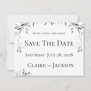 Invitation Argent Eucalyptus Vert Mariage 2 Enregistrer La Da