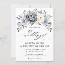 Argent Gris ivoire Floral hiver Rustique Mariage I