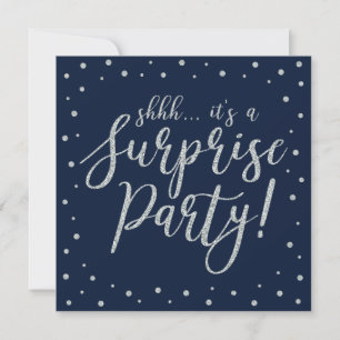 Invitation Argent & Marine   25e anniversaire de mariage surp