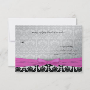 Invitation Argent rose & Fils Damas Noirs Mariage Inviter