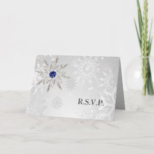 Invitation argent royal bleu neige flocons de mariage d'hiver