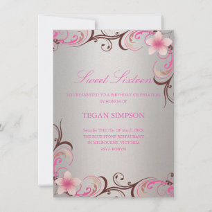 Invitation argenté d'anniversaire de sweet sixteen