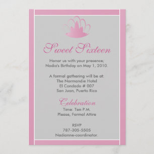 Invitation argentée blanche rose de diadème de