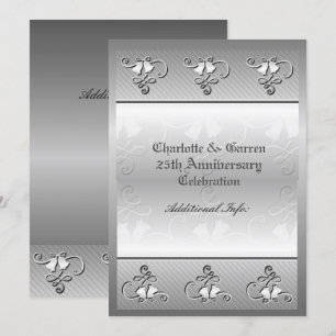 Invitation argentée pour les 25 ans de mariage ave