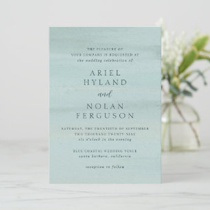 Invitation Ariel Green Abstract Aquarelle Mariage moderne