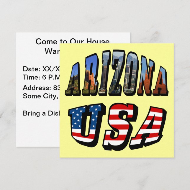 Invitation Arizona Picture et USA Flag Text (Devant / Derrière)
