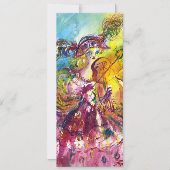 Invitation ARLECCHINA VIOLONISTE  Fête du Mardi Gras en Masqu (Devant)