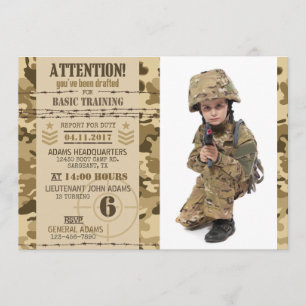 Invitation Armée Arid Camouflage Anniversaire militaire