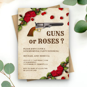 Invitation Armes à feu ou Roses Parti de révélation de genre
