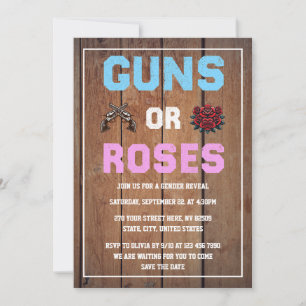 Invitation Armes à feu ou Roses Révélation de genre