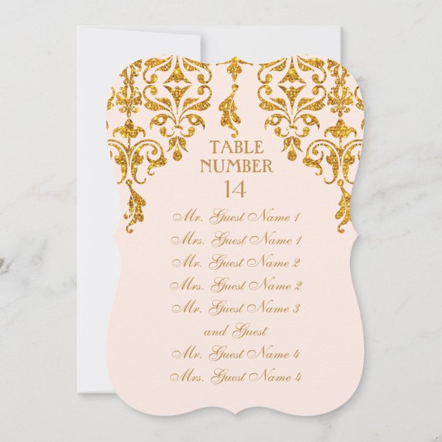 Invitation Armoire de table Art Nouveau en feuille de Damas (Dos)