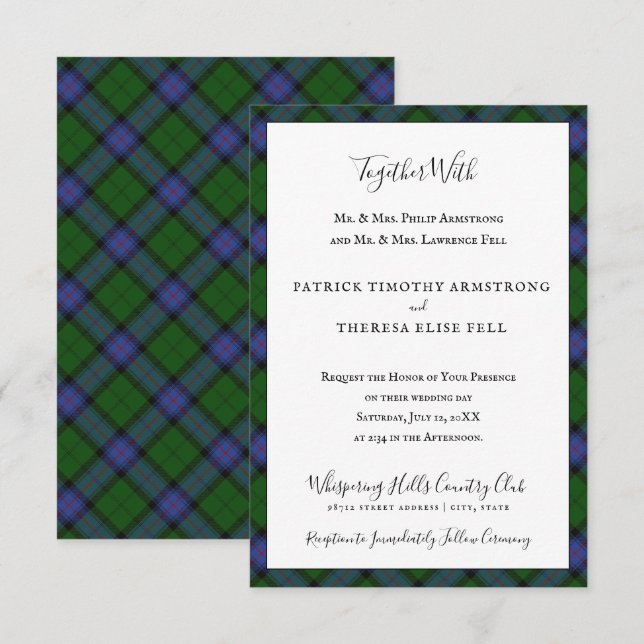 Invitation Armstrong Clan Tartan Scottish Plaid (Devant / Derrière)