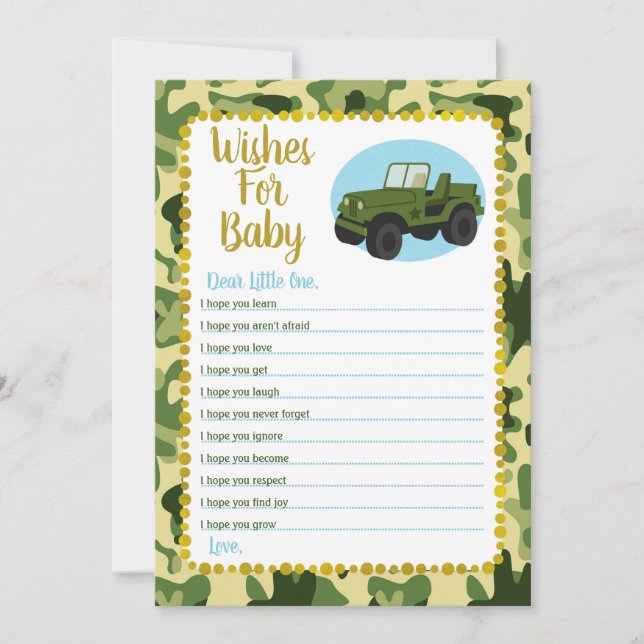 Invitation Army Camo souhaite un jeu de Baby shower (Devant)