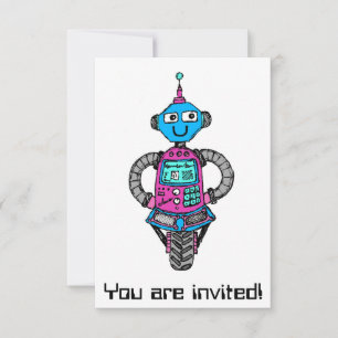Invitation Arnie Robot : Rose et bleu